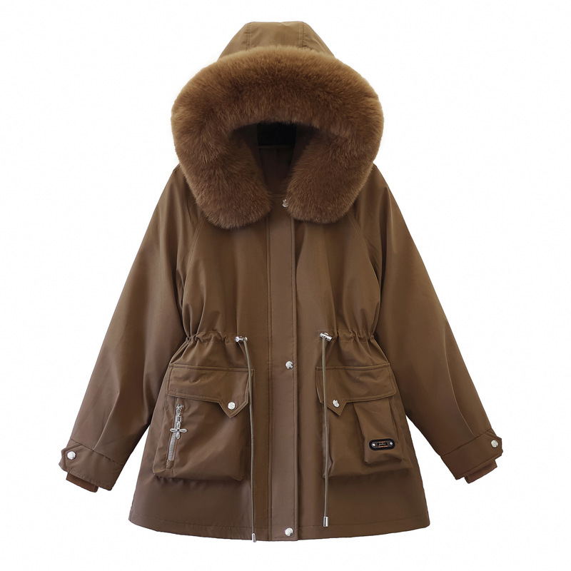 Una ropa de invierno, tres nuevos tipos desmontables de invierno para mujeres, 2024 nuevos tipos de invierno para la cintura y el grosor de la chaqueta de cuello de lana