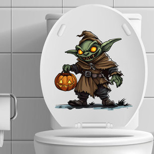 Cross-border Halloween Monster Pumpkin Self-adhesive Toilet Stickers Bathroom Toilet Waterproof Creative Wall Stickers