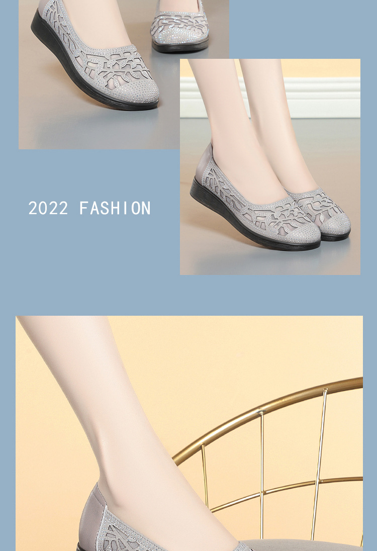 Giày sandal nữ lưới hở mũi đế bệt cao su mềm — màu be chi tiết 13