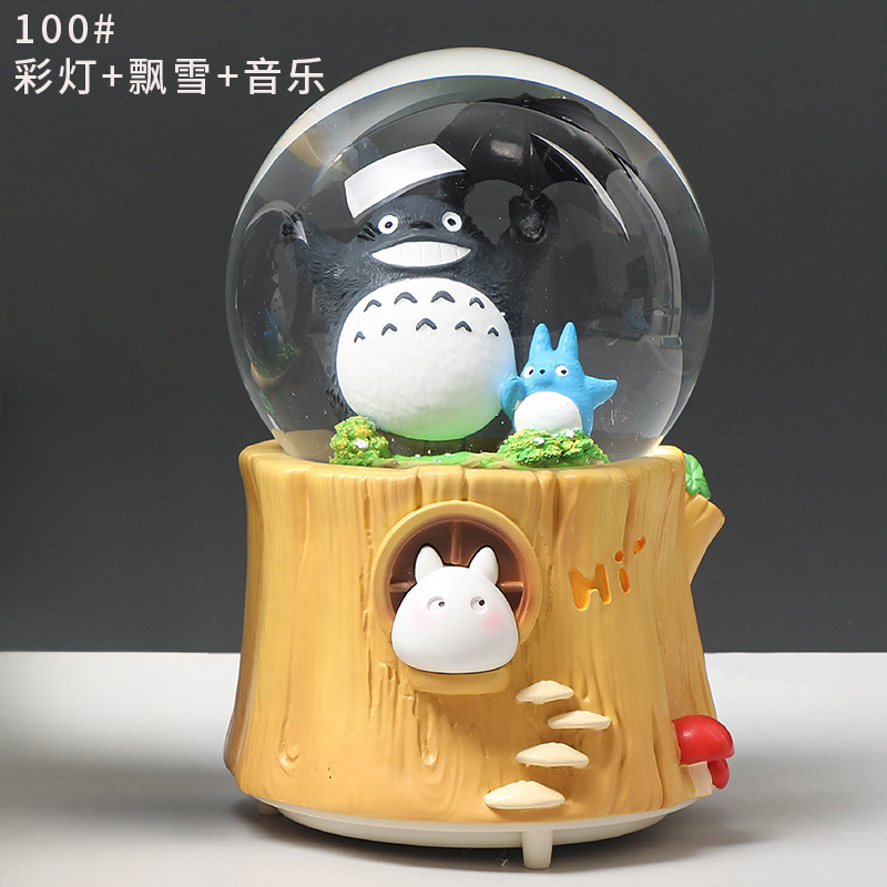 Pequeño libro rojo estilo caliente perro de orejas grandes bola de cristal caja de música nieve brillante niña dormitorio decoración de escritorio regalo