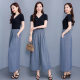 Summer Thin Cotton Silk Culottes for Middle-Aged and Elderly Mothers, Nine-Point Pants, Large Size Slimming Pants, Casual Draped Wide-Leg Pants