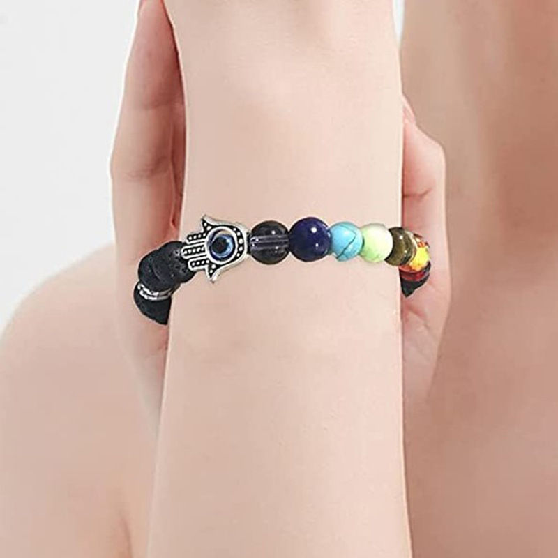 Retro Geometric Devilu0027S Eye Palm natural stone Glass Unisex Bracelets