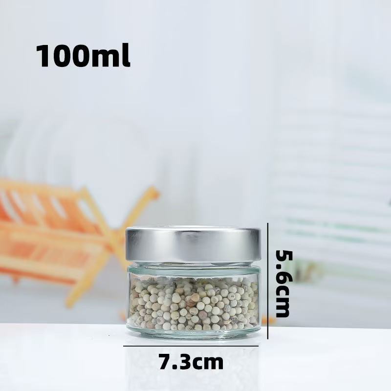 国境を越えた食品グレードの高蓋ラウンドピクルスボトルビーフソース詰め替えボトル缶詰ジャムガラスボトルスポット卸売