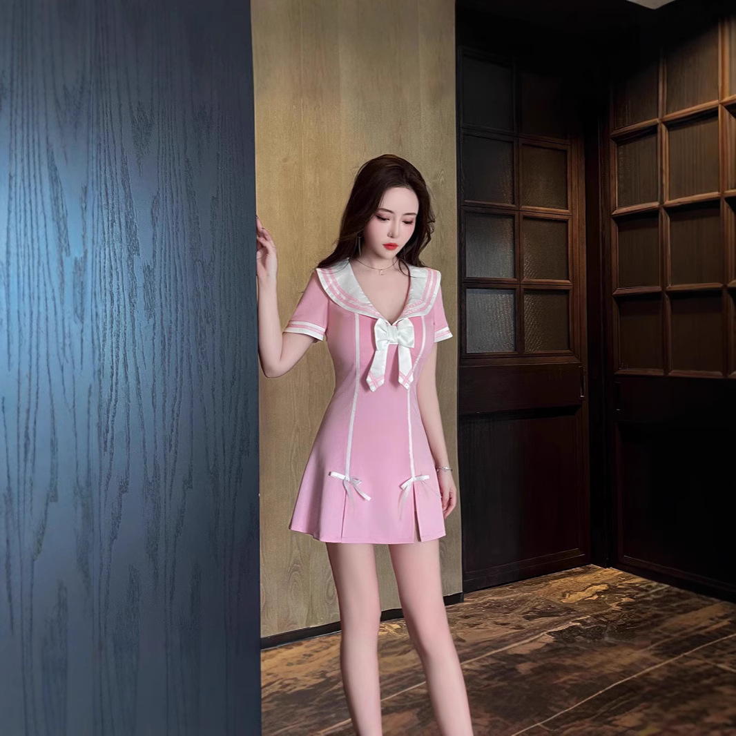 dress New Night Elegant Sexy Slim Slimming Spice Girls Navy Fashion Women's Work Clothes 5389