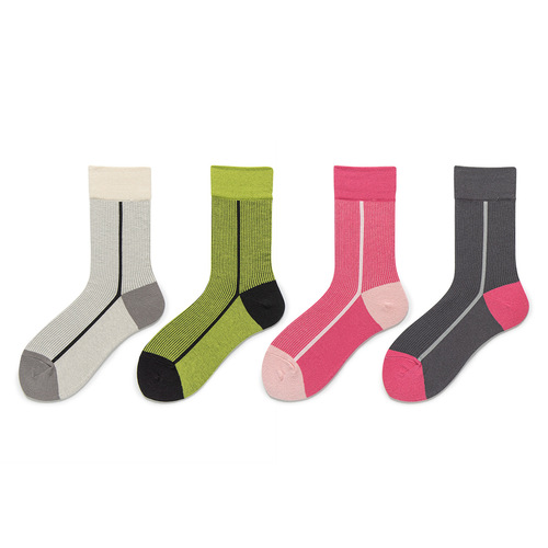Women's Autumn Socks with Personality Dark Striped Contrast Mid-Calf Fashion Versatile Ins Trendy Socks