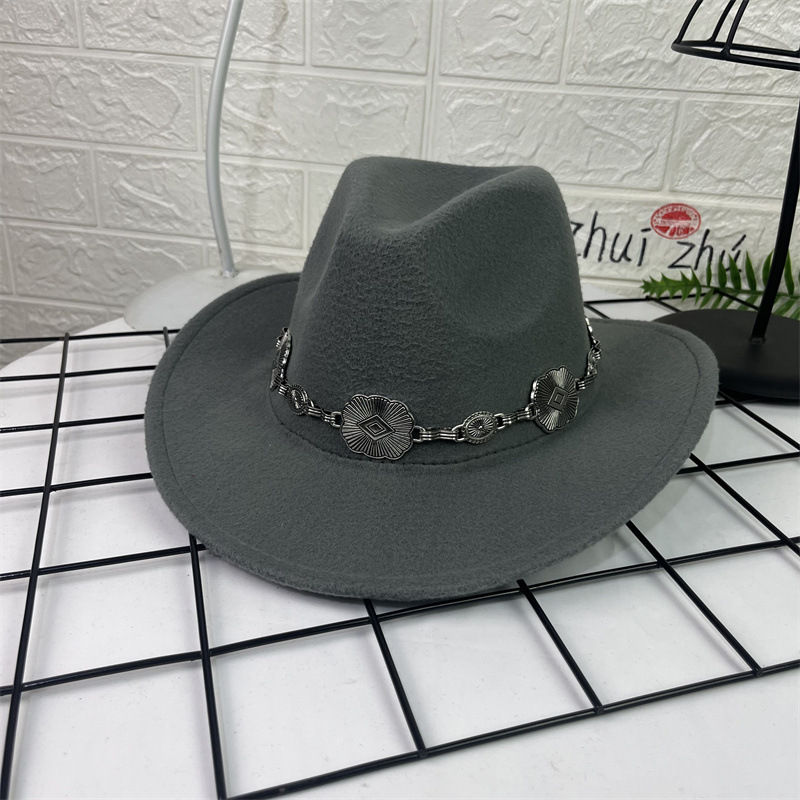 Sombrero Cowboy de Lana con Dije Ovalado de Ala Ancha para Primavera image 7