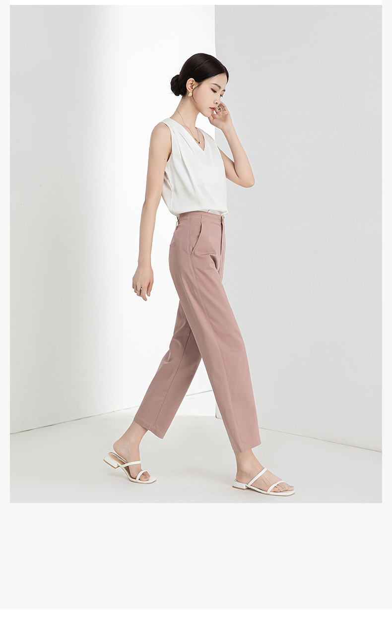 Quần culottes ống rộng chất Modal ủi phẳng dáng lưỡi liềm dài 9 phân — Màu xanh navy chi tiết 5