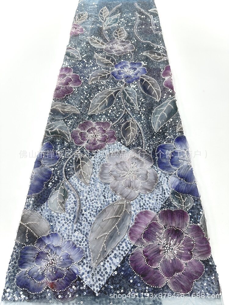 Francés Gaoding lujo ligero pequeño vestido de boda fresco cena vestido de moda tela de flores bordado image 16