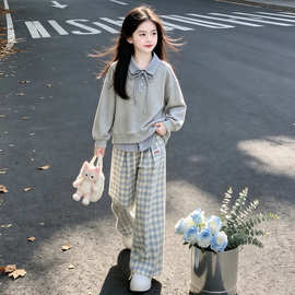 中大童女装2026春季新款女童学生休闲春秋款短款卫衣运动裤两件套