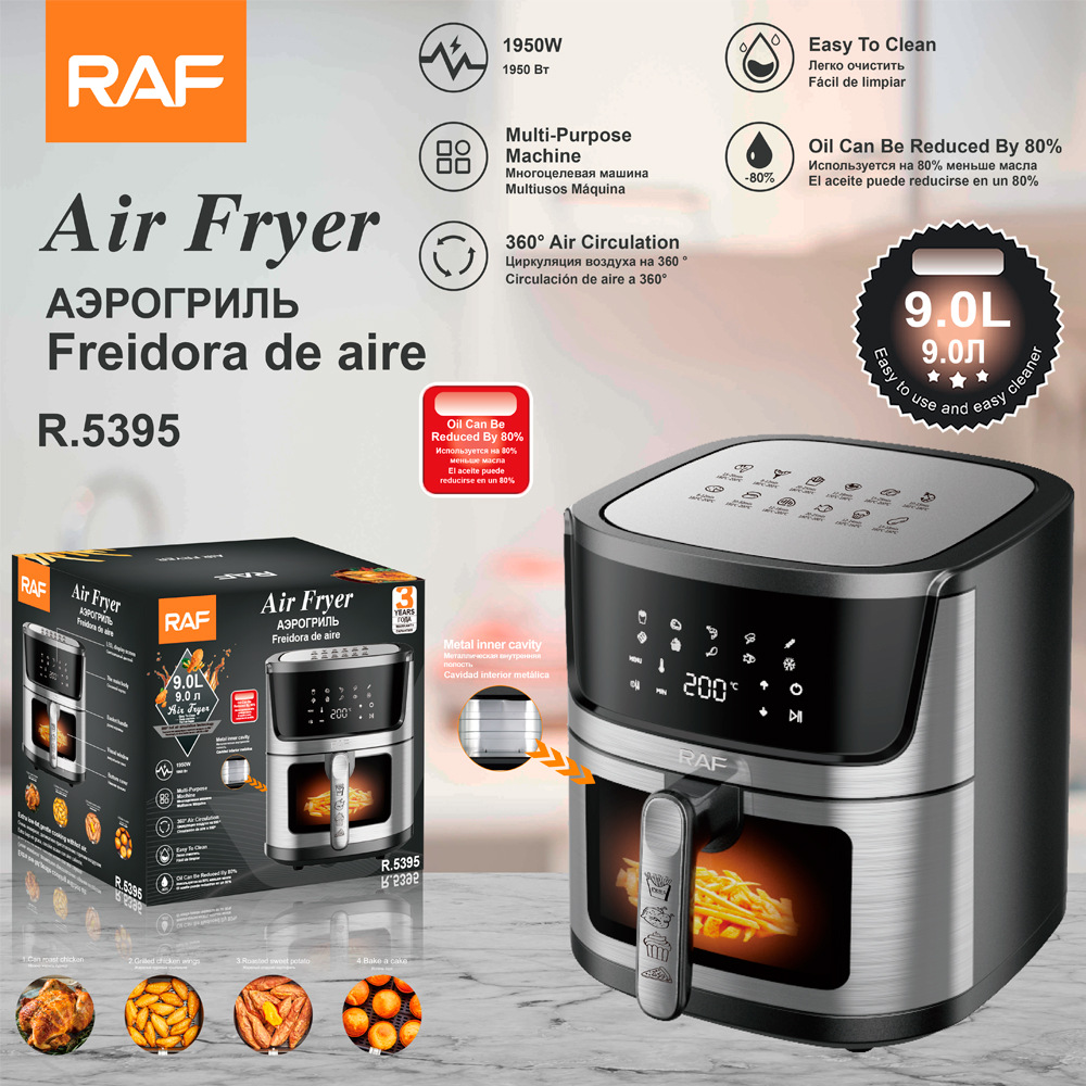RAF European standard cross-border 9L air fryer large capacity multi-function smart household digital display electric fryer air circulation