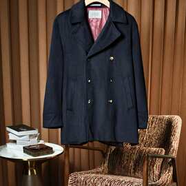BC男士双排扣西装领羊绒羊毛大衣外套 挺括保暖 顺滑亲肤中长款