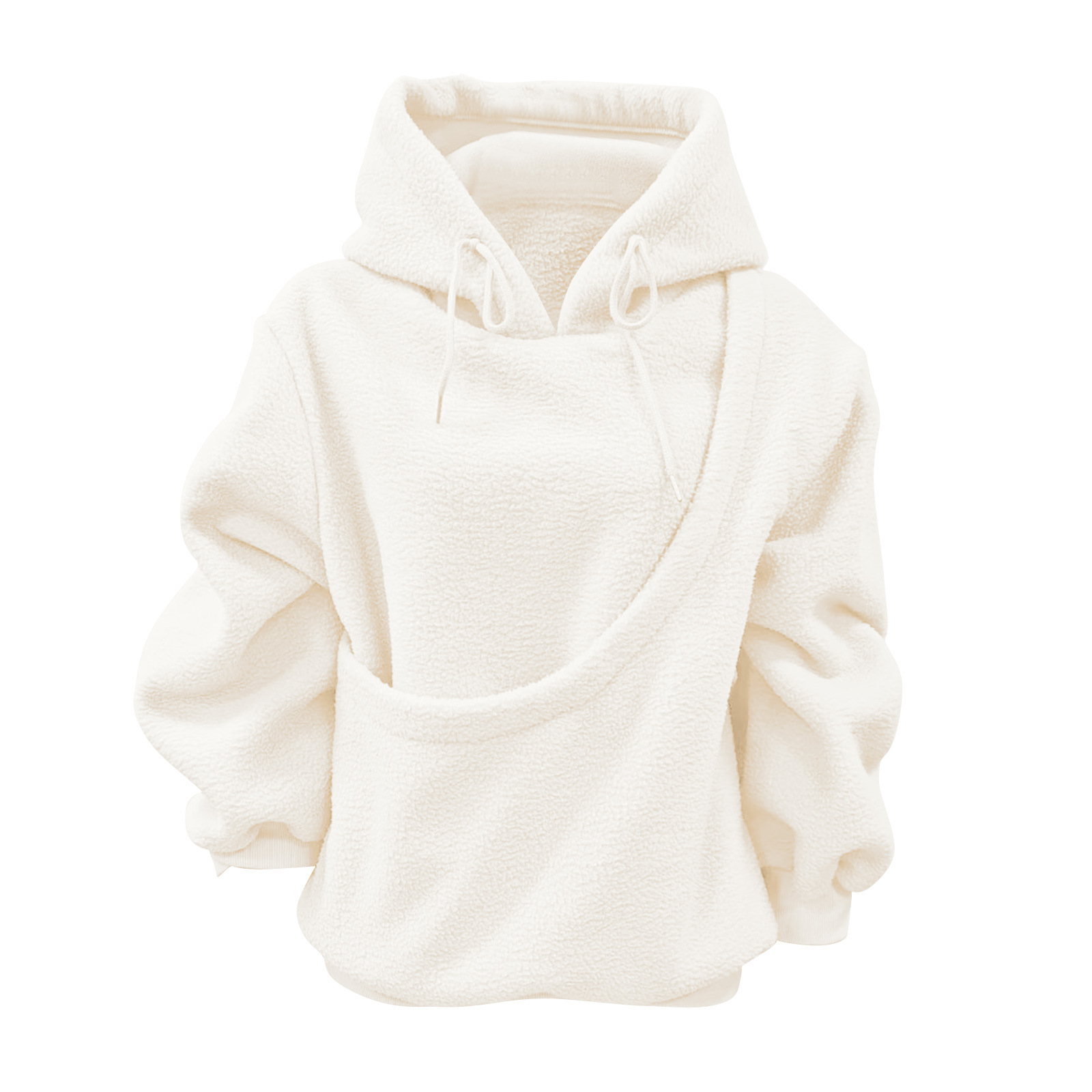 BK8837# Amazon Avrupa Amerika Sonbahar Kış Sınır Ötesi Düz Renk Kapşonlu Peluş Evcil Hayvan Cepli Geniş Kesim Sweatshirt Kadın