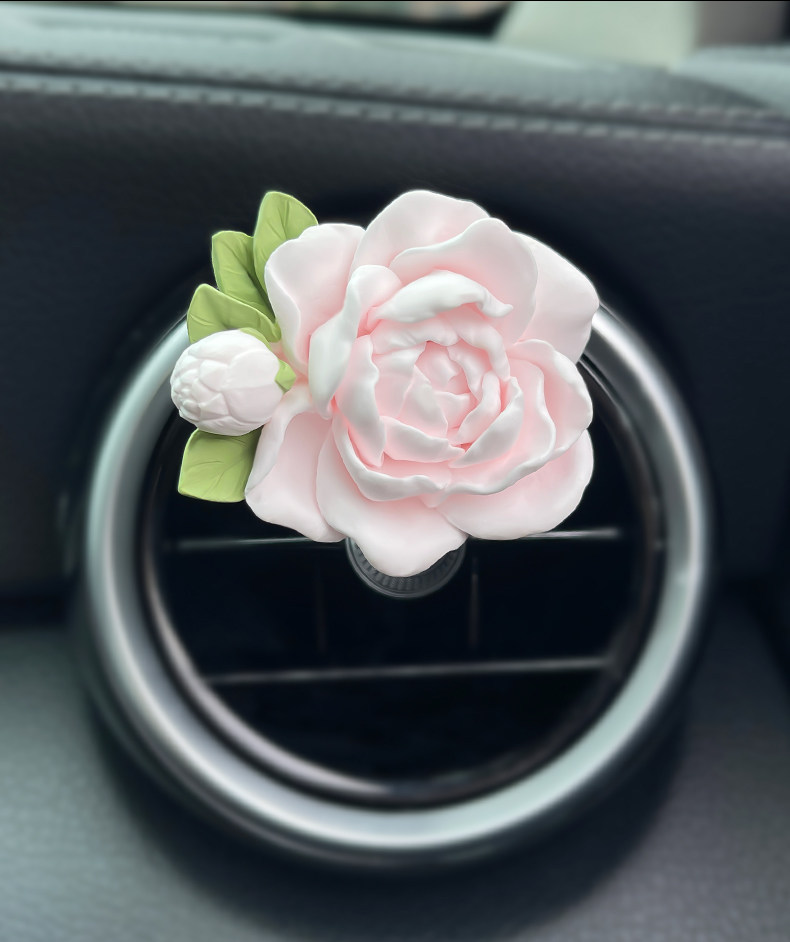 Jasmine Flower Car Perfume Aromatherapy Car Air Conditioner Vent Decoration Diffuser Stone Flower Car Interior Ornament Goddess Style
