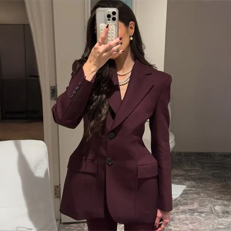 Cross-Border Slim Suit for Women 2025 Autum V Neck Waist Slimming Look Suit High-End Ins Commuter Suit Jacket for Women