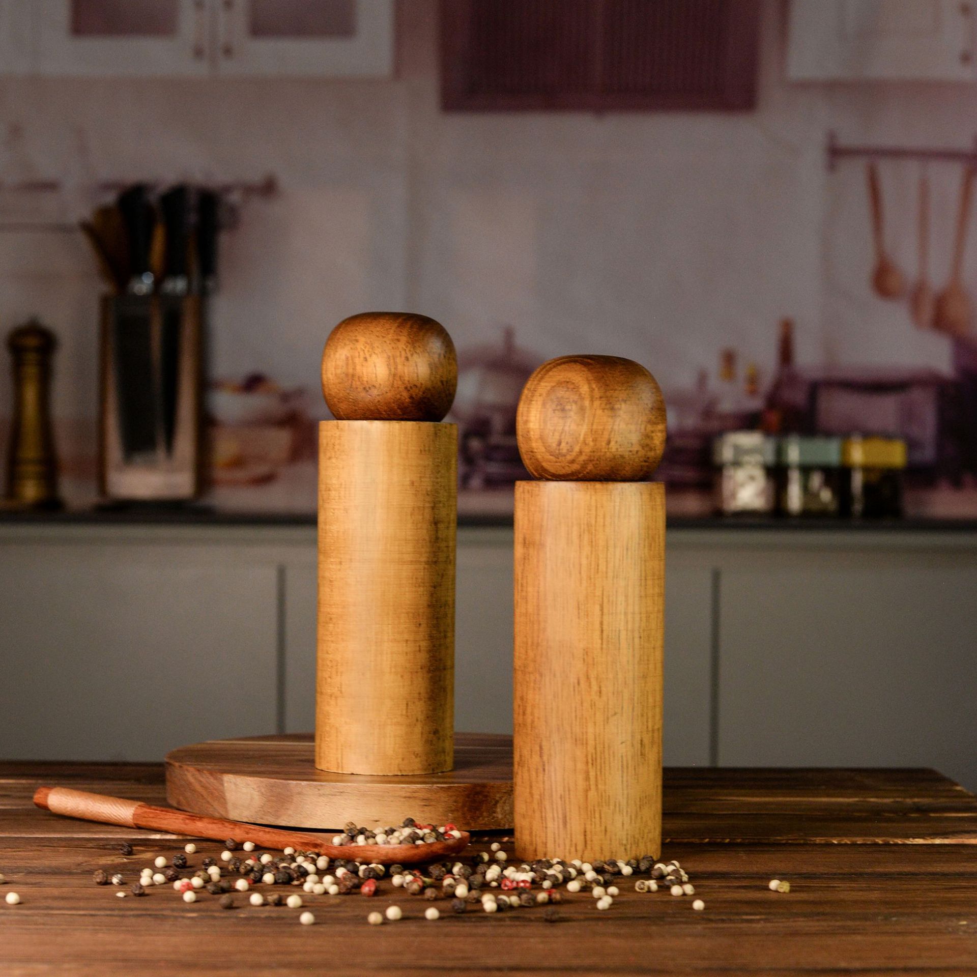 Molino de pimienta de madera para el hogar molino de pimienta manual ajuste inferior molino de pimienta herramientas de cocina