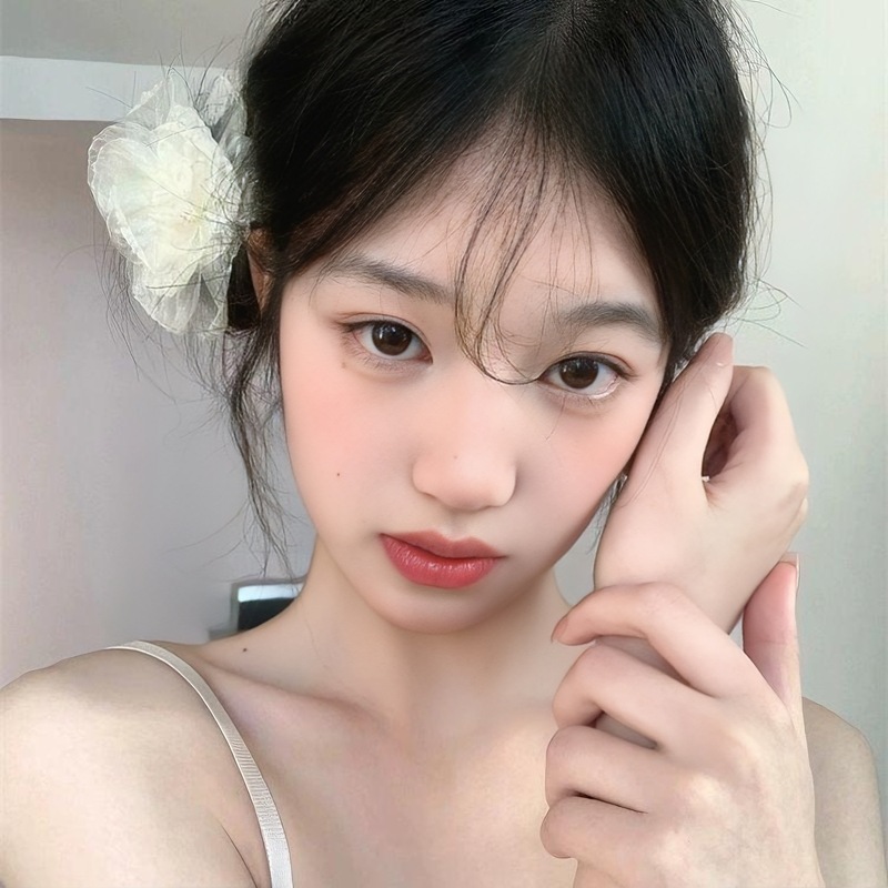 夏日薄荷绿色花朵发夹女海边度假风拍照发饰甜美少女感侧边夹头饰|undefined