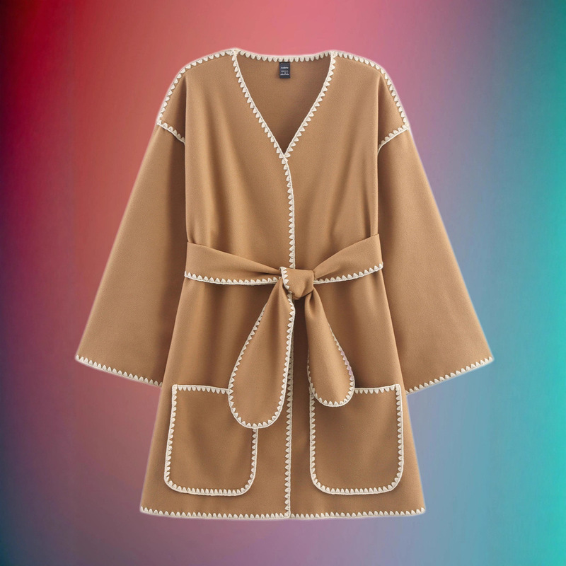2025Za Cross-Border Export Women's Clothing European and American Style New Autumn Clothing Versatile Shell Craft Belt Woolen Jacket Top