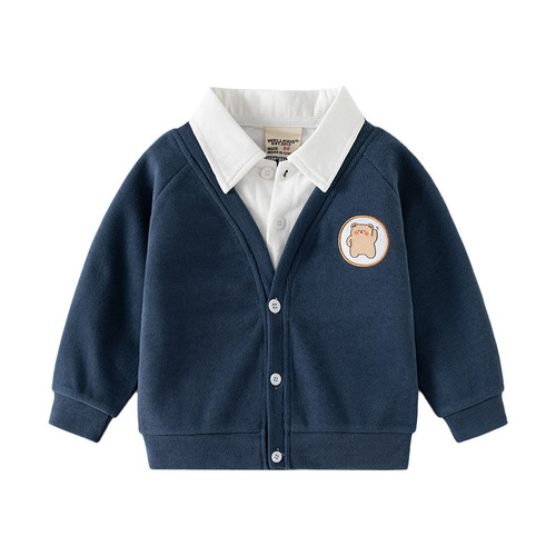 Children's Fashion Long-Sleeve Unhanded Coat, Korean Style Puffer Jacket, Soft Open Top for Boys, New Autumn Collection