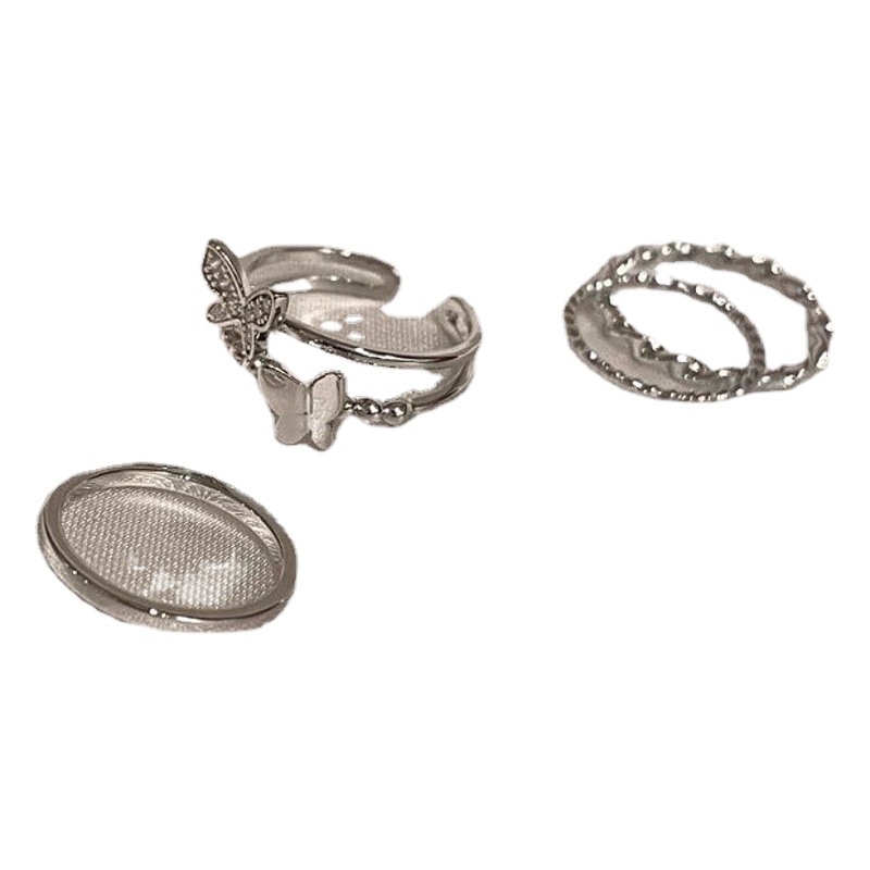 New [4-piece] ins Super Fairy Butterfly Ring Women's All-match Niche Design Sense Opening Adjustable Dieting Finger Ring