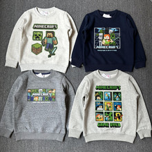 日单外贸秋冬新款抓绒厚款我的世界主题系列童装休闲卫衣