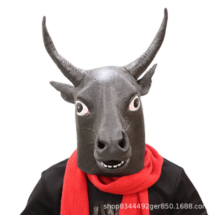 Cubierta de la Cabeza de Vaca máscara animal Oro Negro vaca marrón caballo lindo dibujos animados vaca diablo Halloween mascarada accesorios de rendimiento