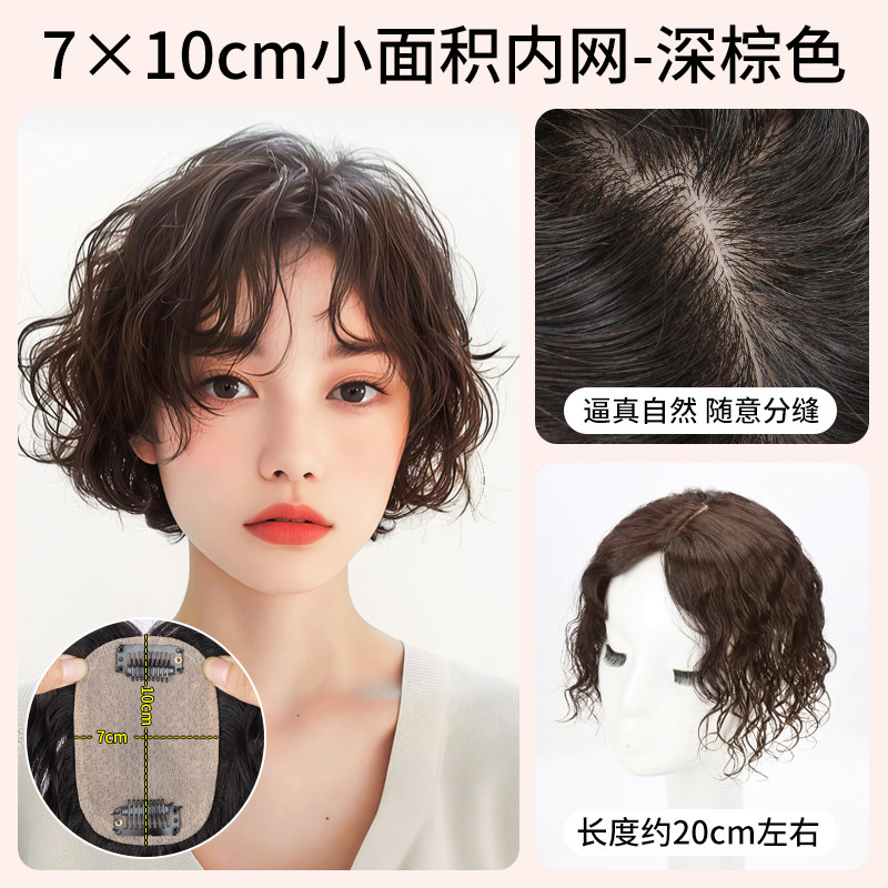 女性用ウィッグ、頭頂部に人毛を全面使用、白髪をカバー、自然で跡が残らない針仕事、肌を模倣した本物の髪の毛|undefined