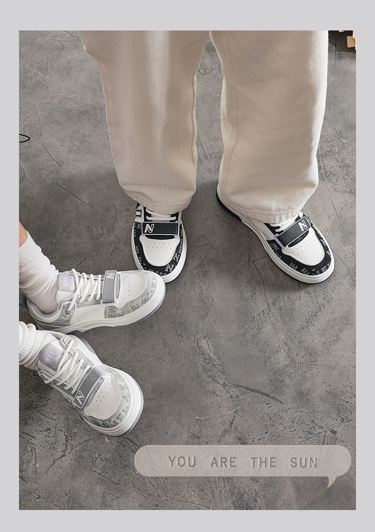 Giày sneaker unisex cổ thấp phong cách thể thao đường phố đế dày — 598-2 Trắng Đen chi tiết 11