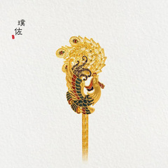 鳳凰古法花絲燒藍鳳簪古法髮簪古代風中式新婚禮髮飾