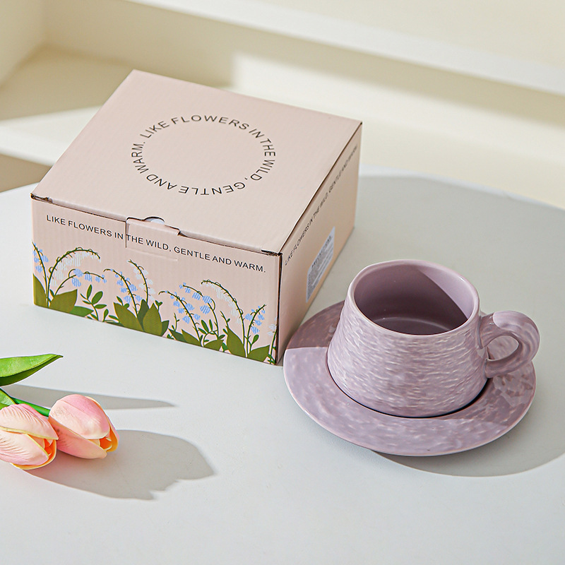 Tazas de café de cerámica de piedra de alta calidad, platos de oficina, tazas de café lujosas, copas de desayuno, regalo de mano.