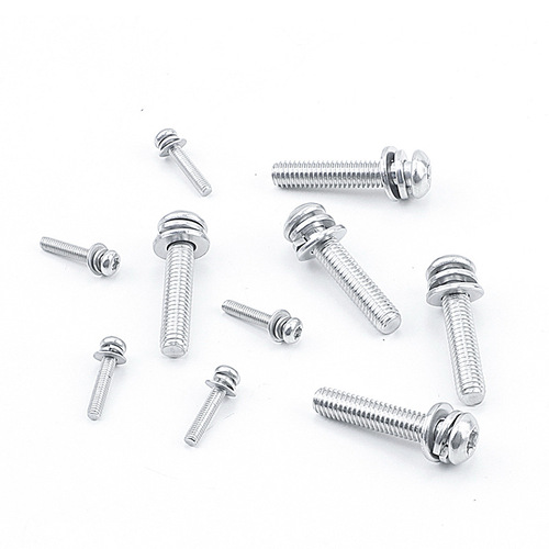 304 stainless steel plum blossom three combination screws plum blossom round head flat spring washer three combination screws bolts M4/M5/M6