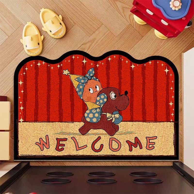 入户门地垫丝圈PVC地垫卡通可爱换鞋区脚垫子家用玄关门口防滑垫