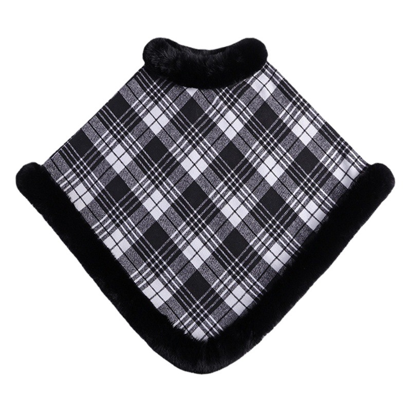 2023 adelgazamiento de piel sintética de las mujeres nuevo cuello redondo a cuadros sin mangas abrigo europeo y americano forrado de lana de las mujeres de piel de conejo Rex temperamento chal
