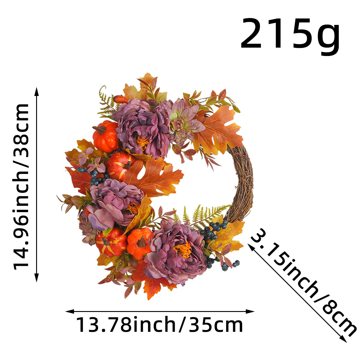 Guirnalda de Calabaza y Peonías para la Fiesta de la Cosecha, Flores Artificiales de Amazon, Decoración para el Hogar, Ambiente de Patio Exterior, Guirnalda de Ramas Secas