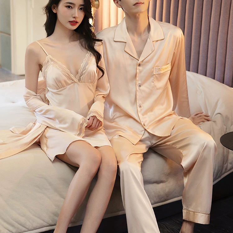 Летняя ночная рубашка на подтяжках в парном стиле, комплект из двух предметов, ночная рубашка из чистого желания, женские пижамы с подушечками для груди, весенне-осенняя домашняя одежда