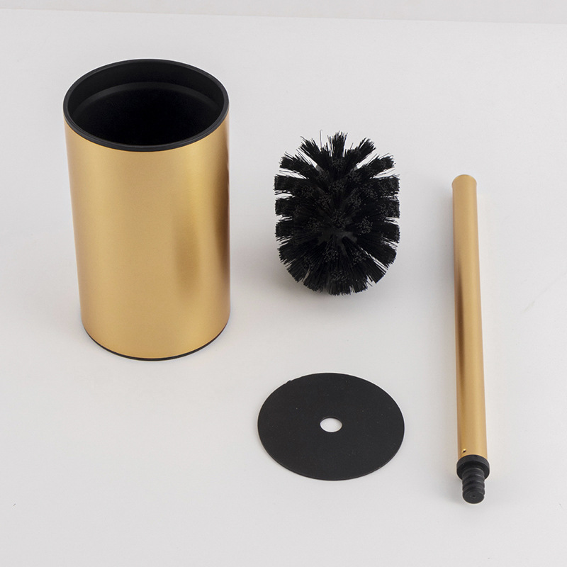 Cepillo de baño de mango largo dorado de acero inoxidable Cepillo de limpieza de inodoro para el hogar con cabezal de cepillo base Nuevo 2025