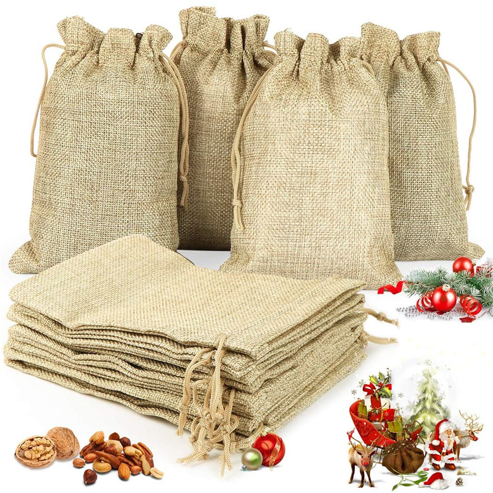 亚马逊现货13*18尼龙绳麻布袋 文玩首饰包装袋茶叶粽子收纳袋