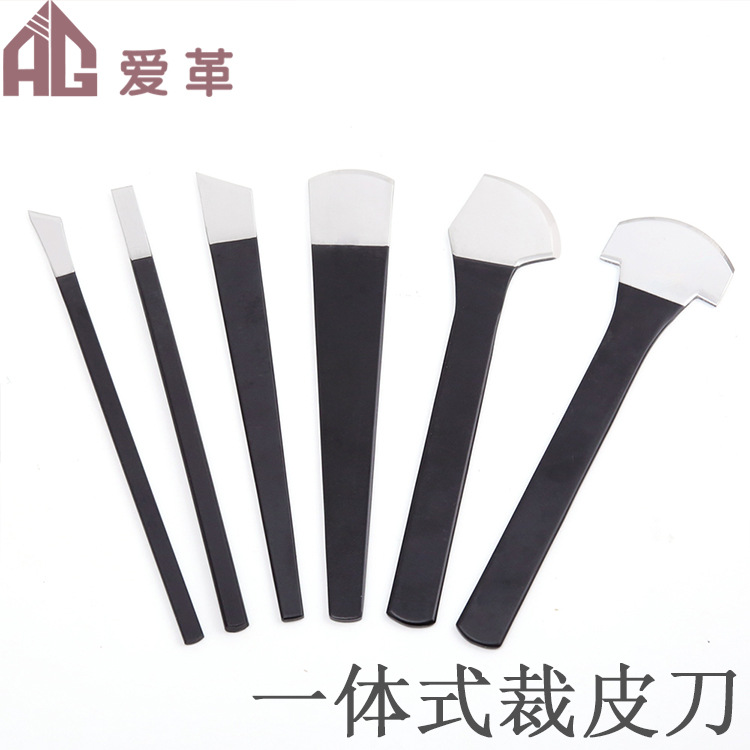 Cuero hecho a mano DIY cuchillo de adelgazamiento integrado cuchillo de corte cuchillo de pelar hoja redonda pala cuchillo fino