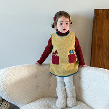 蔗梨童装女童连衣裙冬装2025洋气加绒背心裙儿童公主裙女宝宝裙子
