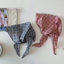 川西旅游彩条三角巾女挂穗百搭头巾凹造型围脖小丝巾领巾装饰潮春