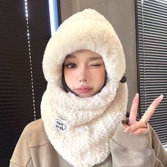 新东北防寒帽子围巾一体面罩女秋冬季头盔骑车保暖防风围脖骑行帽