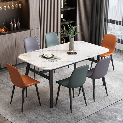 Light luxury home dining chair wrought iron dining table chair simple backrest stool negotiation chair leisure chair makeup leather chair