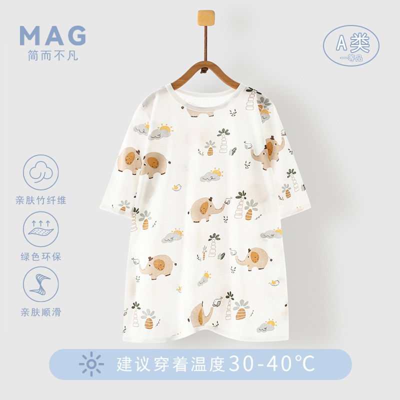 Infant Bamboo Cotton Sleeping Bag Summer Baby Home Clothes Boys Air-Conditioned Long-Sleeved Nightgown Girls Pajamas Kidsren's Nightgown