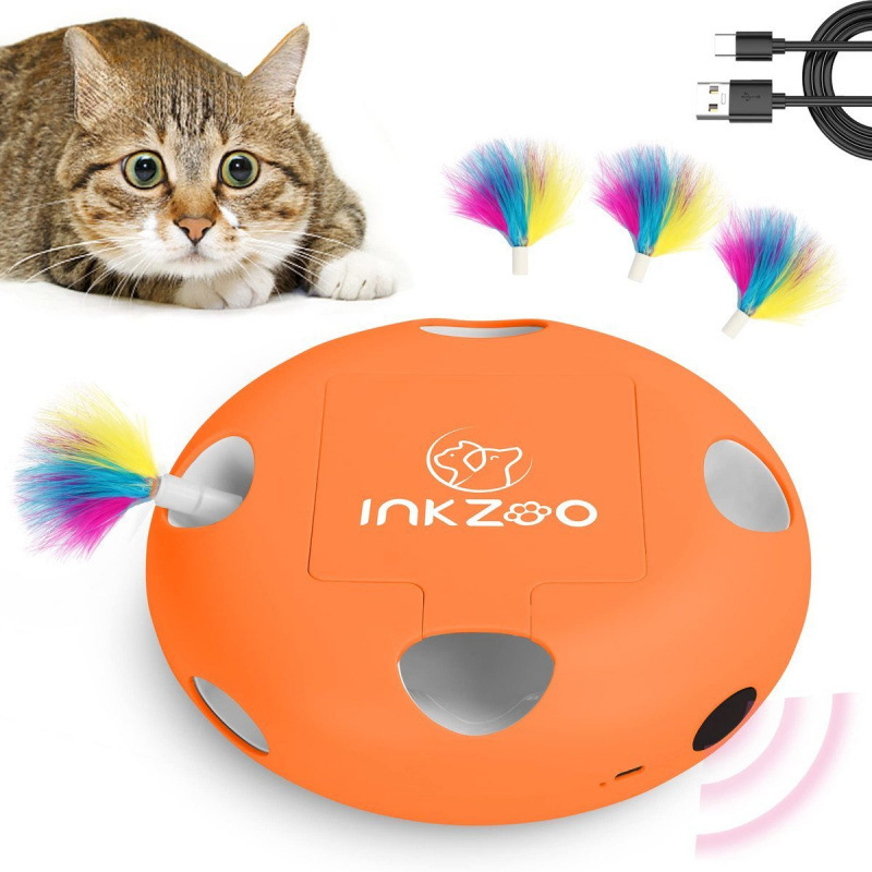 光感知自動猫面白いマウスパッタニーフェザー充電スマート猫自己楽しい猫のおもちゃセット|undefined