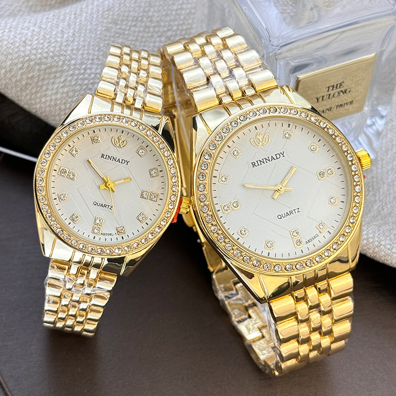 Cross-Border Watch Business Couple Set Men's and Women's Quartz Watch Gold Watch Watch Diamond Watch Manufacturer Wholesale