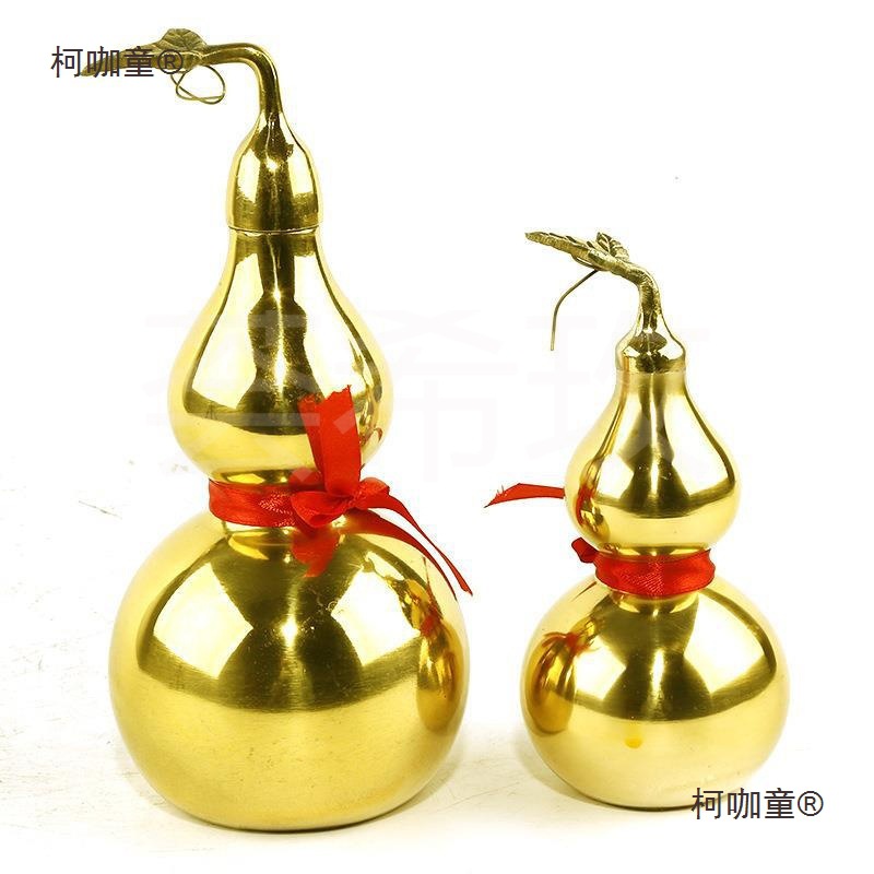 纯铜葫芦摆件 大小号铜葫芦摆件 光葫芦铜工艺品摆件麦太保