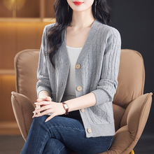 秋装时尚针织开衫女士2025秋冬新款加厚中年妈妈宽松毛衣外套