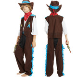 Детский западный мужской ковбойский костюм Хэллоуин Косплей Маскарад Ролевая игра шоу Одежда