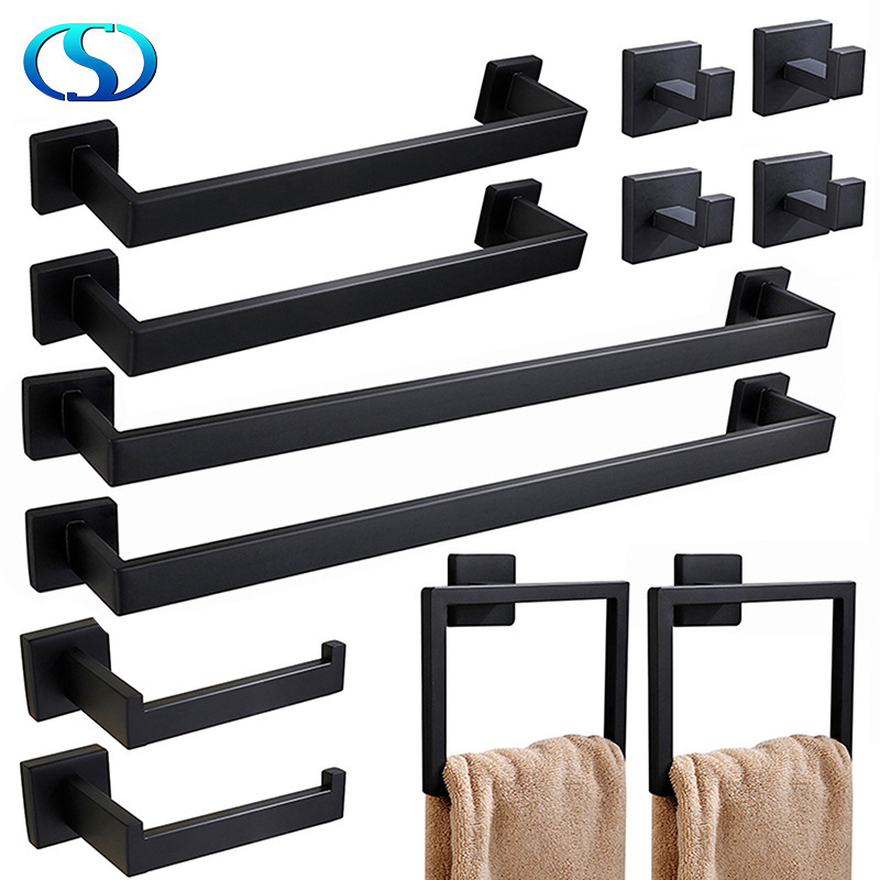 Towel Rack Set, Towel Bar, Bathroom Five-Piece Set, Stainless Steel Towel Ring, Bathroom Roll Paper Holder, Bathroom Set