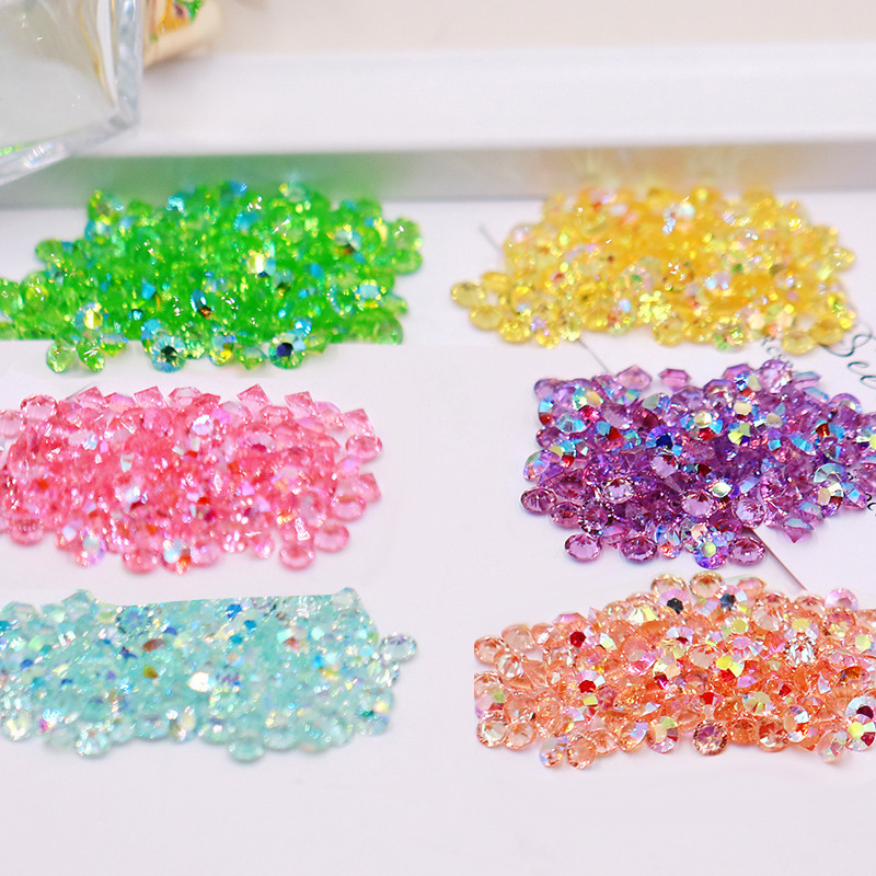 New colorful White Crystal Diamond nail art patch wholesale nail art Japanese resin AB colorful sharp bottom round flash drill