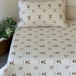Korean Big Goose Cotton Small Edge Printed Bed Cover Three-Piece Set Pure Cotton Quilted Quilted Tatami Blanket All Year Round
